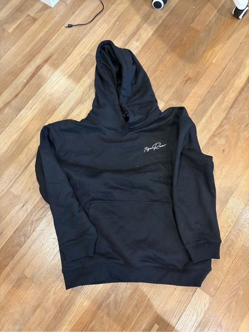 Black Men's Pullover Hoodie with Script Logo